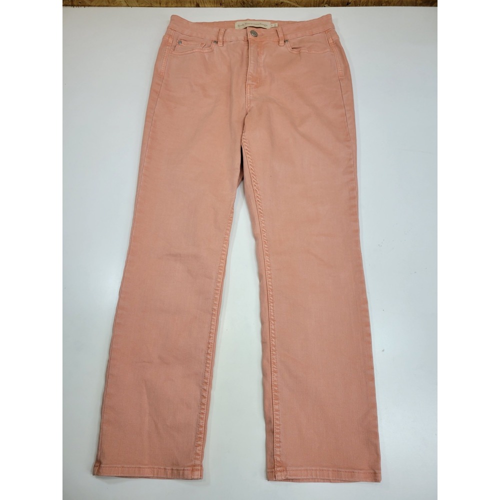 Soft Surroundings Womens Size 10 Salmon Pink Straight Leg Stretch Pants Cotton